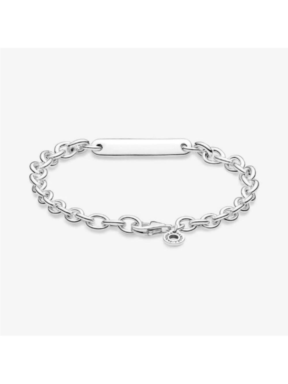 Sterling silver .925 Pandora engravable bar link bracelet - Picture 2 of 8